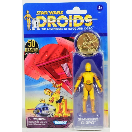 864 - Star Wars - Droids - set of x3 Lucasfilm Ltd 50th Anniversary 2021 issued MOC carded action figures ... 