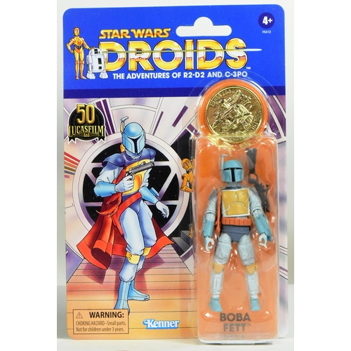 864 - Star Wars - Droids - set of x3 Lucasfilm Ltd 50th Anniversary 2021 issued MOC carded action figures ... 