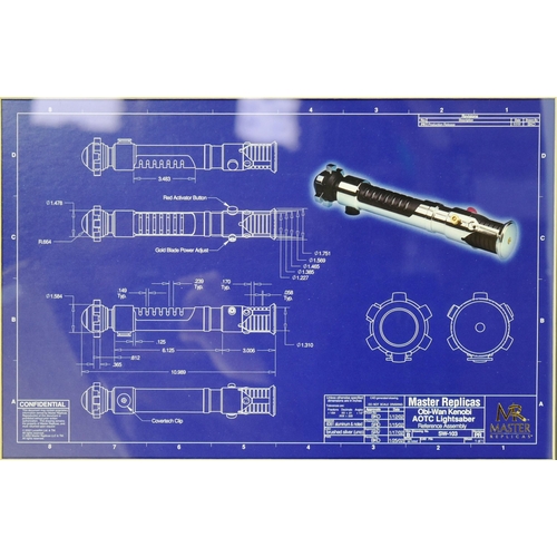 872 - Star Wars - Master Replicas - Limited Edition Obi-Wan Kenobi Lightsaber Blueprints display from Atta... 