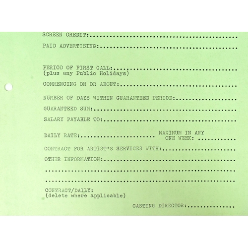 886 - Star Wars - Sir Alec Guinness - an original production used document 'Contract Particulars' for Alec... 