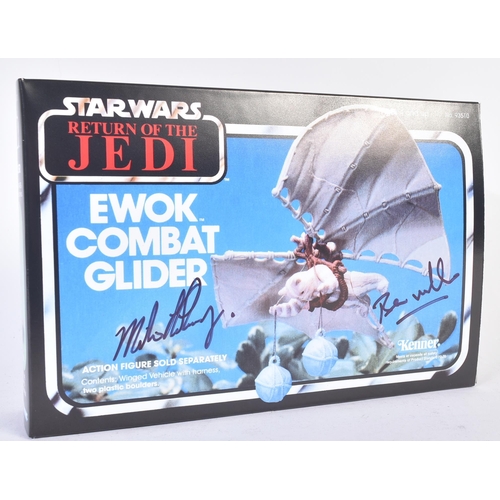 893 - Star Wars - a replica Kenner ' Ewok Combat Glider ' action figure playset box, autographed to the fr... 