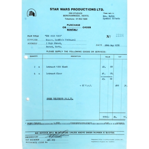 898 - Star Wars - several pieces of original production used paperwork / ephemera. Comprising: three sheet... 