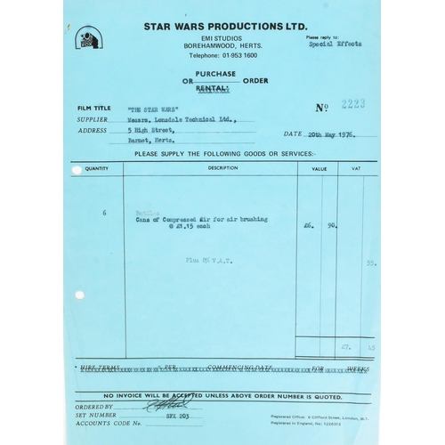 898 - Star Wars - several pieces of original production used paperwork / ephemera. Comprising: three sheet... 