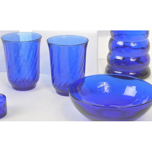 Blue Glass - A collection of eleven 20th Century Blue Glass items ...