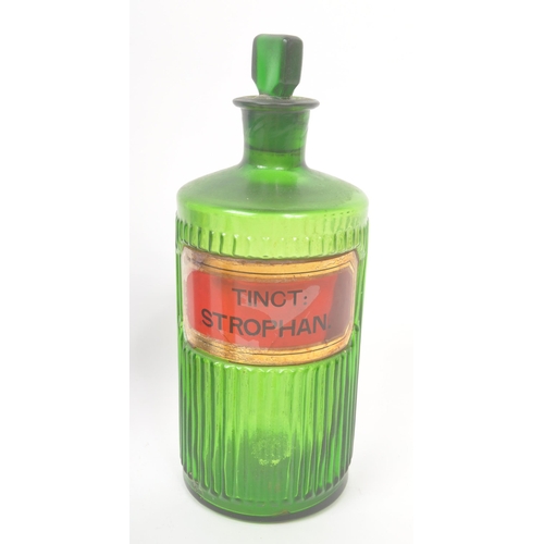 11 - A collection of three vintage 20th century chemists / apothecary medicine glass bottles. Cobalt blue... 