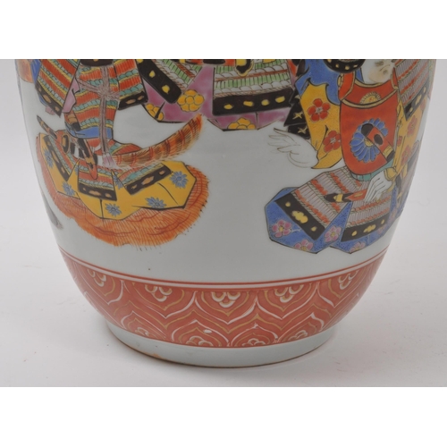 14 - A large early 20th century hand painted Chinese Asian ceramic table vase. With a flared shaped rim i... 