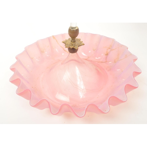 16 - A Victorian 19th century cranberry tinted & clear glass epergne centrepiece vase bowl. The centrepie... 