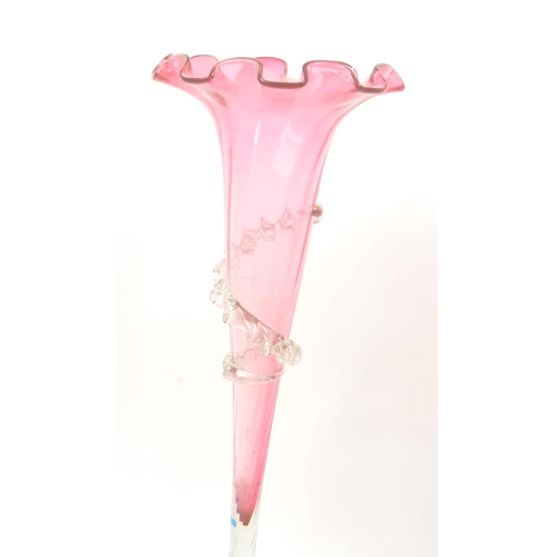 16 - A Victorian 19th century cranberry tinted & clear glass epergne centrepiece vase bowl. The centrepie... 