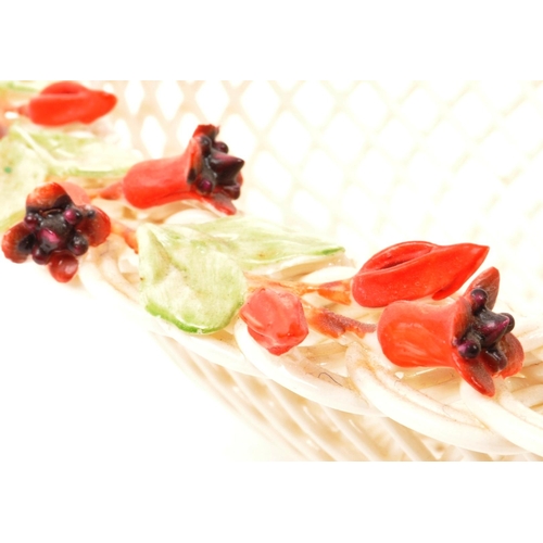 2 - Belleek - Irish Porcelain - An early 20th century woven fuchsia basket. With intricate weave detail,... 