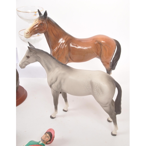 21 - Beswick - Collection of  porcelain china horse statues / figurines. Together with jockey statues (af... 