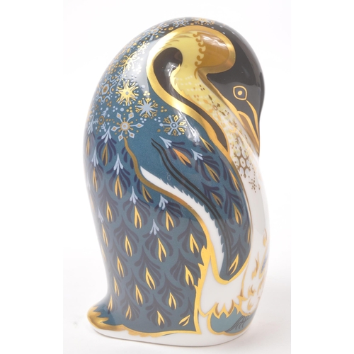 22 - Royal Crown Derby - Contemporary-Paper weight in the form of a penguin. Gilt stopper and makers mark... 