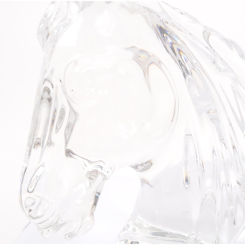 23 - Waterford crystal - Late 20th century glass paperweight. In the form of a cut glass horses head / bu... 