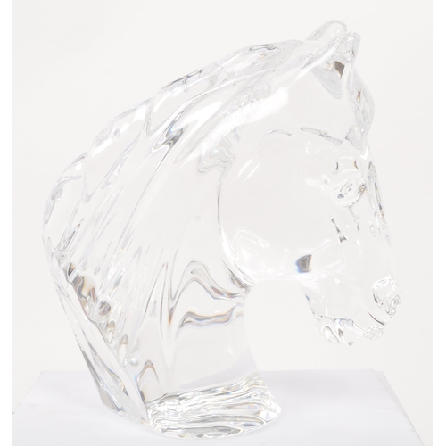 23 - Waterford crystal - Late 20th century glass paperweight. In the form of a cut glass horses head / bu... 