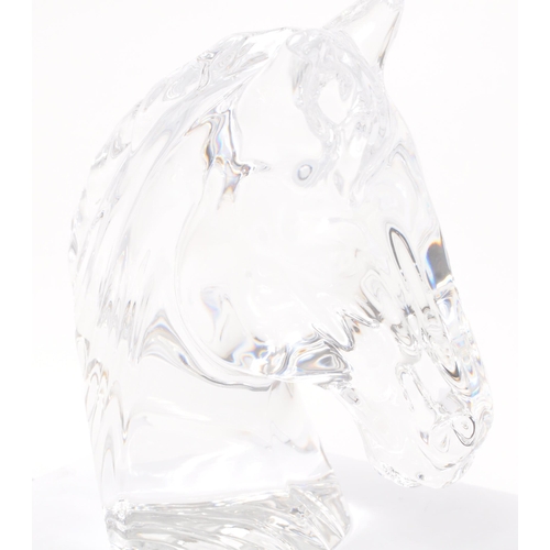 23 - Waterford crystal - Late 20th century glass paperweight. In the form of a cut glass horses head / bu... 