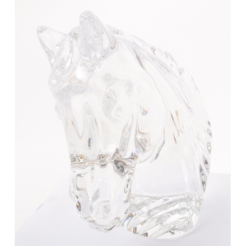 23 - Waterford crystal - Late 20th century glass paperweight. In the form of a cut glass horses head / bu... 
