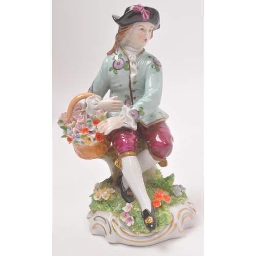 25 - Dresden - A collection of late 20th century Dresden porcelain figurines, candle sticks and bowl with... 