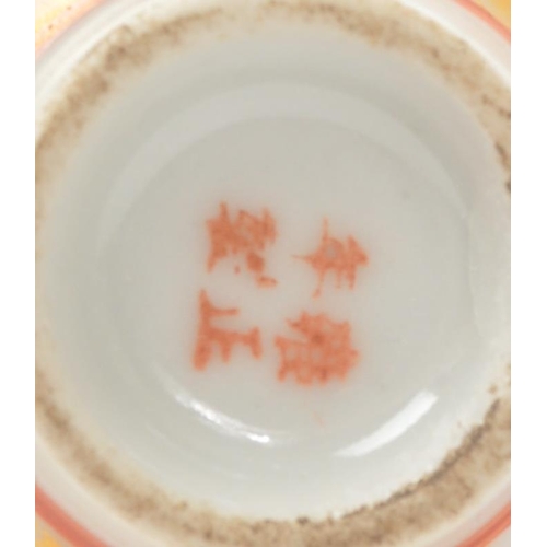 32 - A 19th century circa 1840s Chinese porcelain stem vase / double gourd snuff bottle. Hand painted flo... 