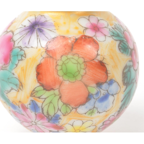 32 - A 19th century circa 1840s Chinese porcelain stem vase / double gourd snuff bottle. Hand painted flo... 