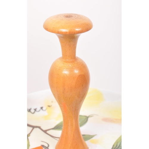 40 - Mid century Italian cake stands. Hand painted ceramic plates in autumnal colours with wine and fruit... 