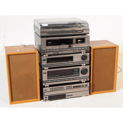 427 - Sony Entertainment - A late 20th century Sony music stacking system. To include automatic stereo tur... 