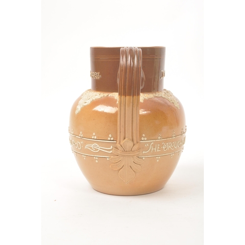 43 - Doulton Lambeth England - Circa 1890's - The three tone jug has relief portraits of a young and old ... 