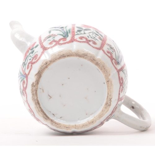 48 - 18th century Chinese porcelain china teapot. Hand painted decoration with foliate and floral design.... 