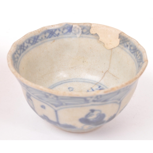 49 - Two 19th century circa 1860 Chinese porcelain bowls. One blue and white small example, with restorat... 