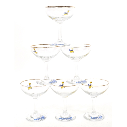 51 - Babycham - A collection of vintage circa 1970s Babycham sweet sparkling sherry drinking glasses. Wit... 