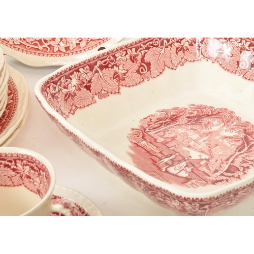 53 - Masons - Early 20th Century - A collection of English Ironstone red Vista Masons dinner service, dep... 
