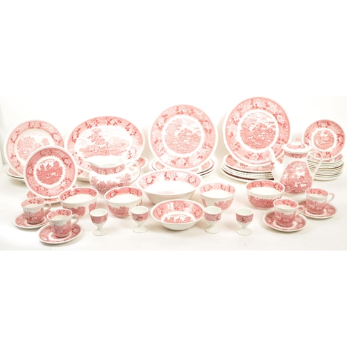 54 - Adams Ironstone - Early 19th Century - A large collection of Adams red Ironstone English Scenic dinn... 