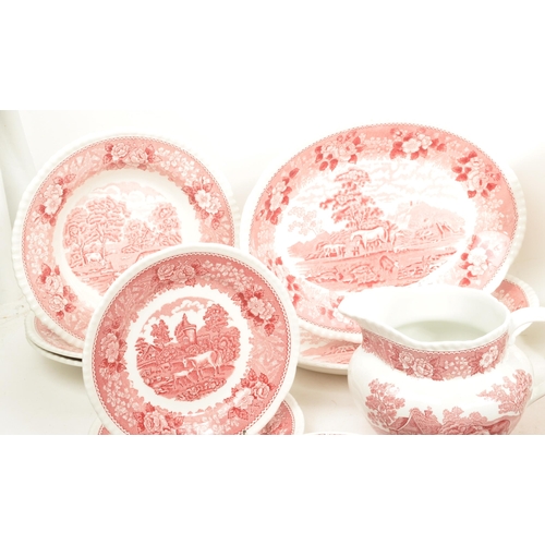 54 - Adams Ironstone - Early 19th Century - A large collection of Adams red Ironstone English Scenic dinn... 