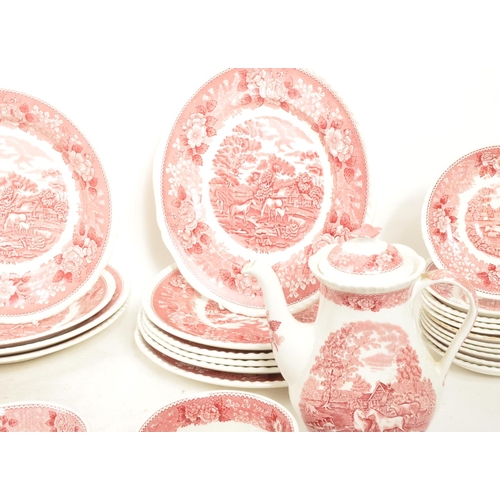 54 - Adams Ironstone - Early 19th Century - A large collection of Adams red Ironstone English Scenic dinn... 