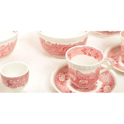 54 - Adams Ironstone - Early 19th Century - A large collection of Adams red Ironstone English Scenic dinn... 