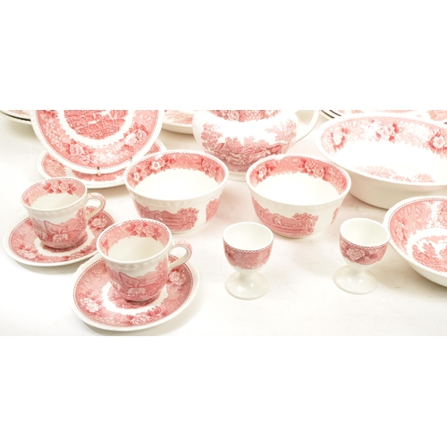 54 - Adams Ironstone - Early 19th Century - A large collection of Adams red Ironstone English Scenic dinn... 