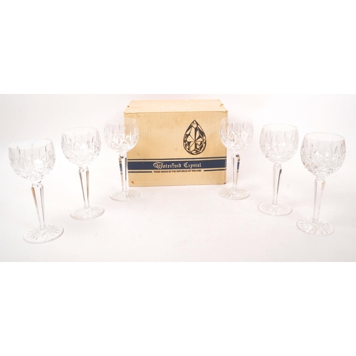 55 - Waterford Crystal - 20th Century - A set of six Waterford crystal glasses with a balloon shaped bowl... 