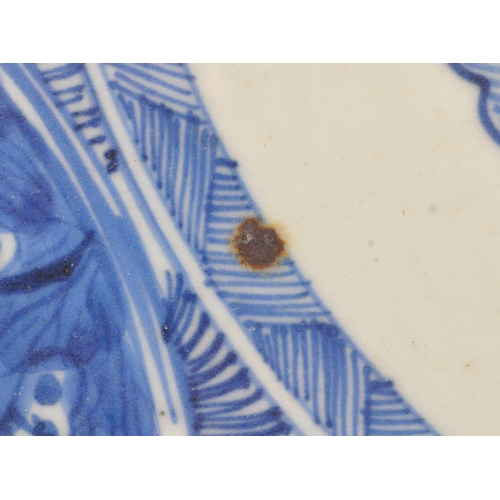 56 - A large vintage 20th century circa 1930s Chinese Asian blue and white ceramic pottery charger. With ... 