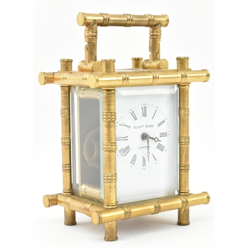 105 - Elliott & Son, London - a Victorian Aesthetic Movement 19th century brass carriage clock. The brass ... 