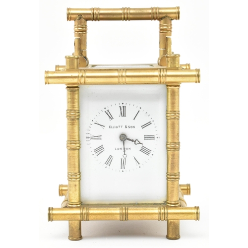 105 - Elliott & Son, London - a Victorian Aesthetic Movement 19th century brass carriage clock. The brass ... 