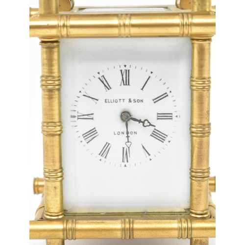 105 - Elliott & Son, London - a Victorian Aesthetic Movement 19th century brass carriage clock. The brass ... 