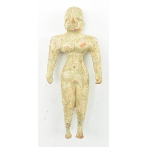109 - A believed Indus Valley Harappa hand moulded terracotta idol figurine. Likely a fertility idol relig... 