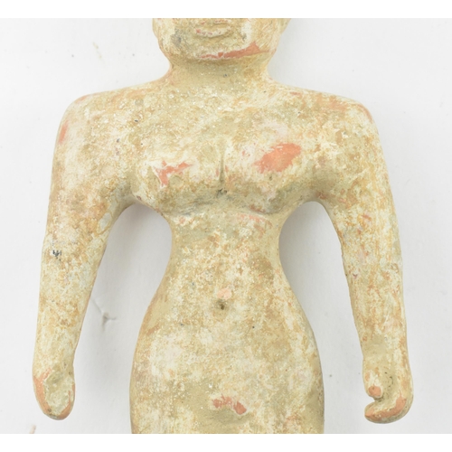 109 - A believed Indus Valley Harappa hand moulded terracotta idol figurine. Likely a fertility idol relig... 