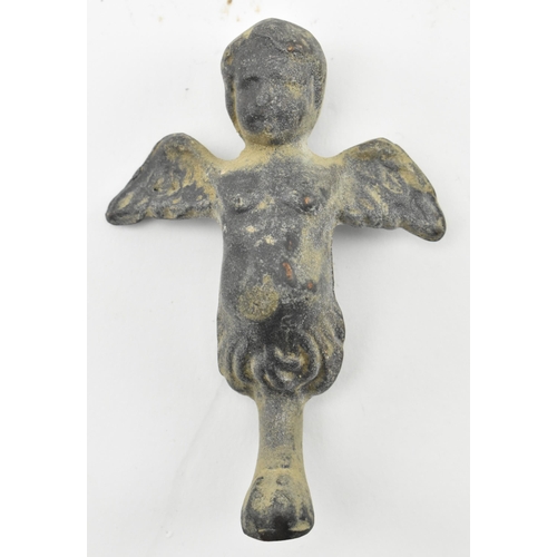 117 - A believed Ancient Roman circa 2nd century cherub figurine. The idol figure with twin wings, raised ... 