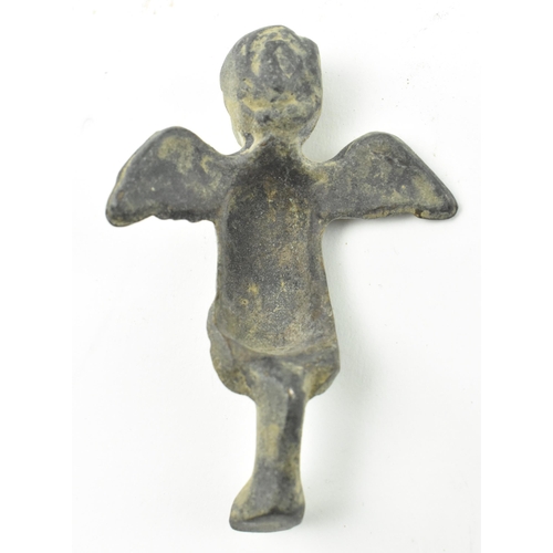 117 - A believed Ancient Roman circa 2nd century cherub figurine. The idol figure with twin wings, raised ... 