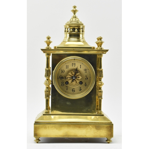 118 - Japy Freres, Paris - a French Gothic Revival 19th century brass mantel clock. The mantle clock havin... 