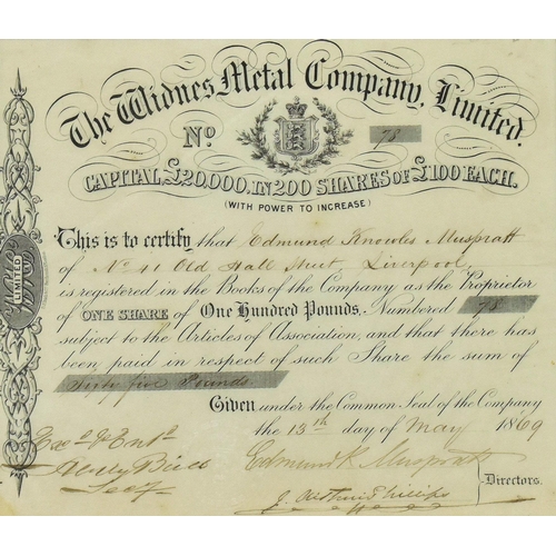 65 - A collection of three iron, steel and metal shares. The lot comprising a Stockton-on-Tees The Norton... 