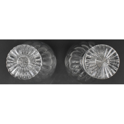 72 - A pair of George III early 19th century circa 1820 cut glass decanters. Each decanter decorated with... 