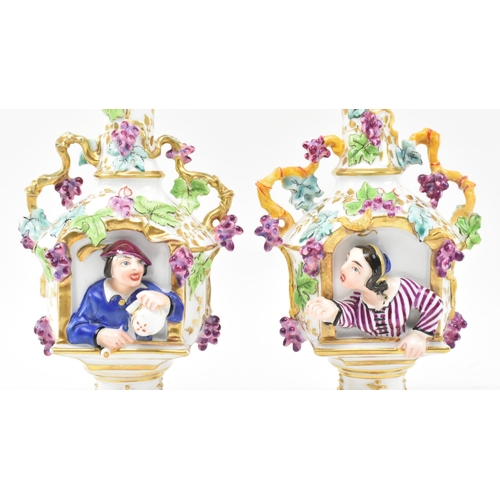 74 - A pair of large believed French continental early 20th century hand painted fine bone china scent bo... 