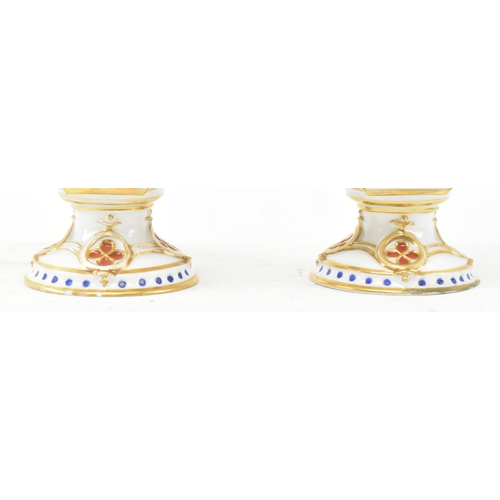 74 - A pair of large believed French continental early 20th century hand painted fine bone china scent bo... 