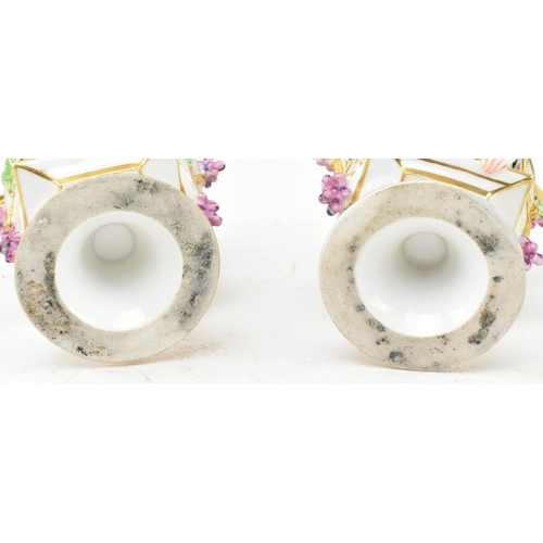 74 - A pair of large believed French continental early 20th century hand painted fine bone china scent bo... 