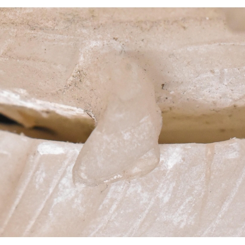 78 - A late 19th / early 20th century cream alabaster mantle piece vase. The vase having an intricately c... 